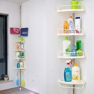 Mensola Angolare Telescopica per Doccia – 4 Ripiani Regolabili