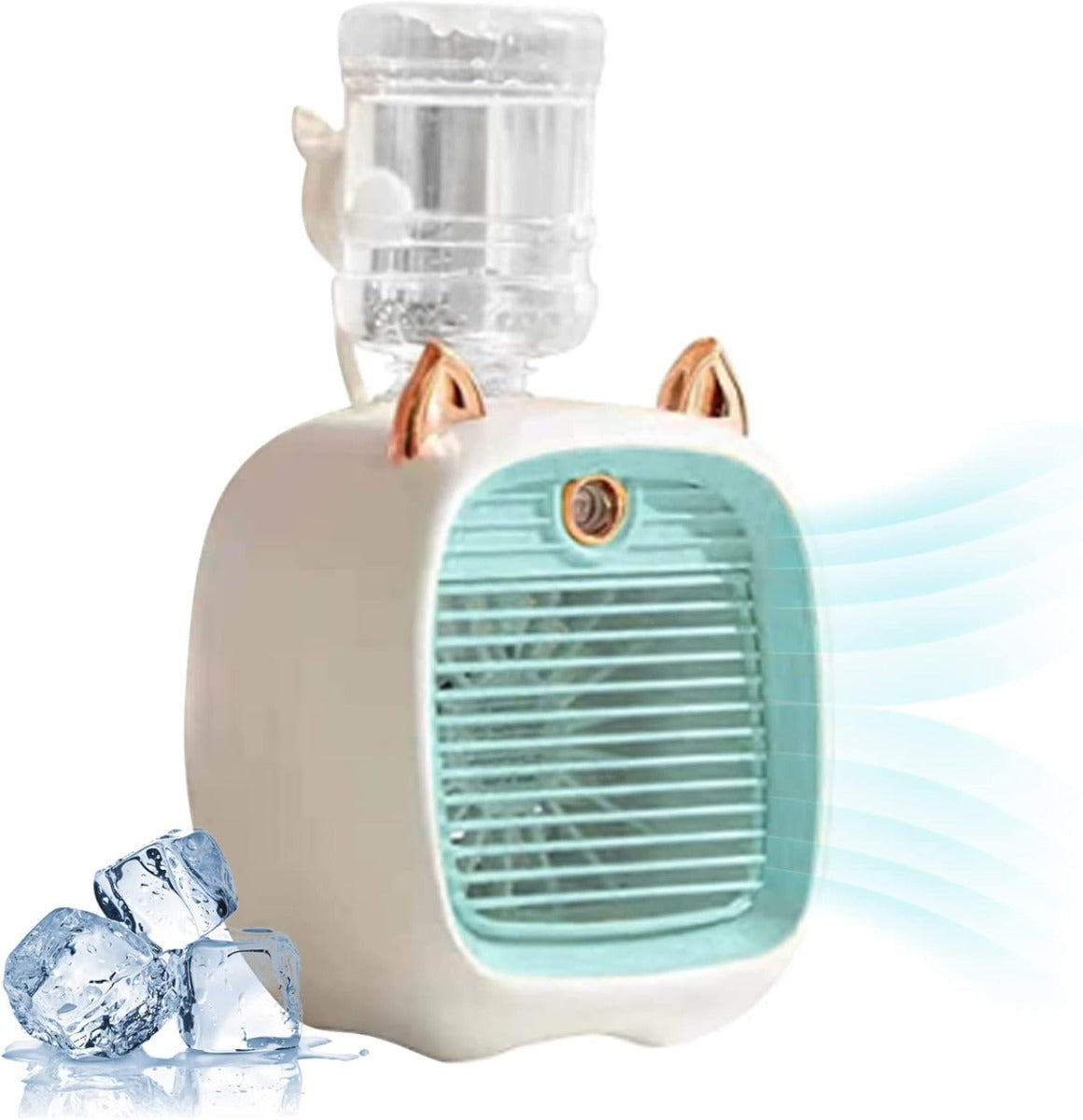 Mini Condizionatore d'Aria Portatile con Ventilatore, Umidificatore e Spray - 3 Velocità, USB Ricaricabile, Ideale per Casa, Ufficio e Viaggio