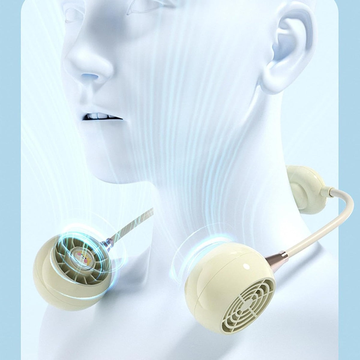 Ventilatore da Collo e da Mano Ricaricabile – Design a Collo Sospeso con 3 Velocità Regolabili – Portatile e Silenzioso per Esterni, Viaggi, Casa, Ufficio, Scuola e Auto