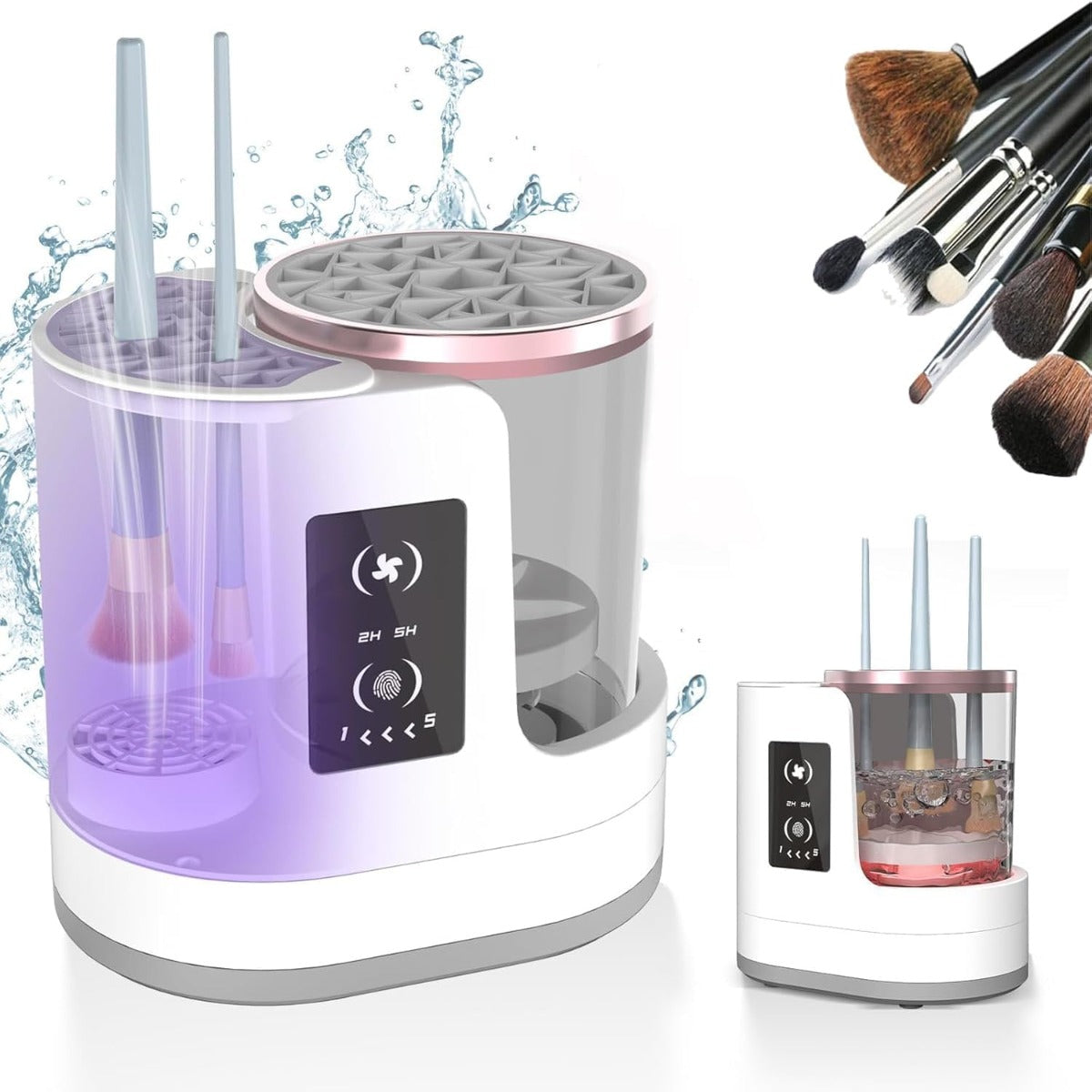 Macchina Elettrica 3 in 1 per Pulizia e Asciugatura Pennelli da Trucco