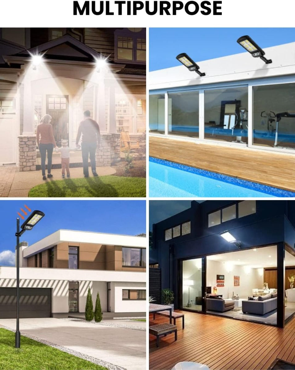 Lampione Solare LED da Esterno 60W con Sensore di Movimento – IP65 Impermeabile, con Telecomando – Per Giardino, Terrazzo, Ingresso, Garage