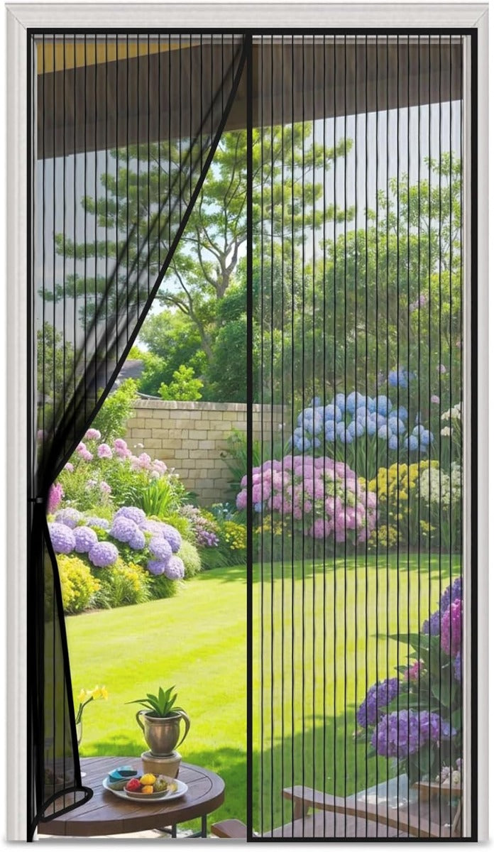 Zanzariera Magnetica per Porta 90 x 210 cm – Tenda Anti-Insetti con Chiusura Automatica Magnetica, Rete in Poliestere Resistente - Nero