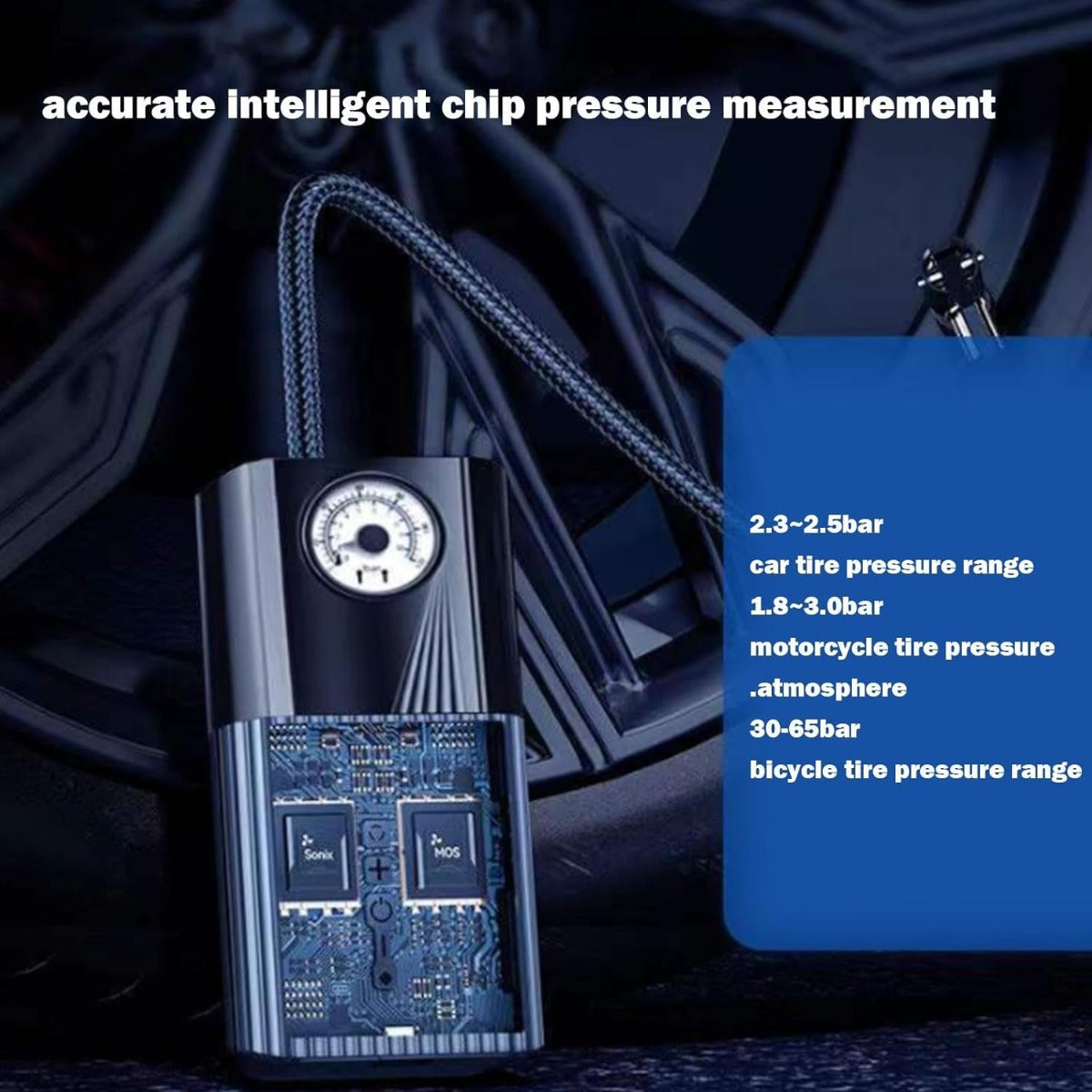 Compressore d'aria portatile per gonfiaggio pneumatici pompe automatiche 150psi con manometro