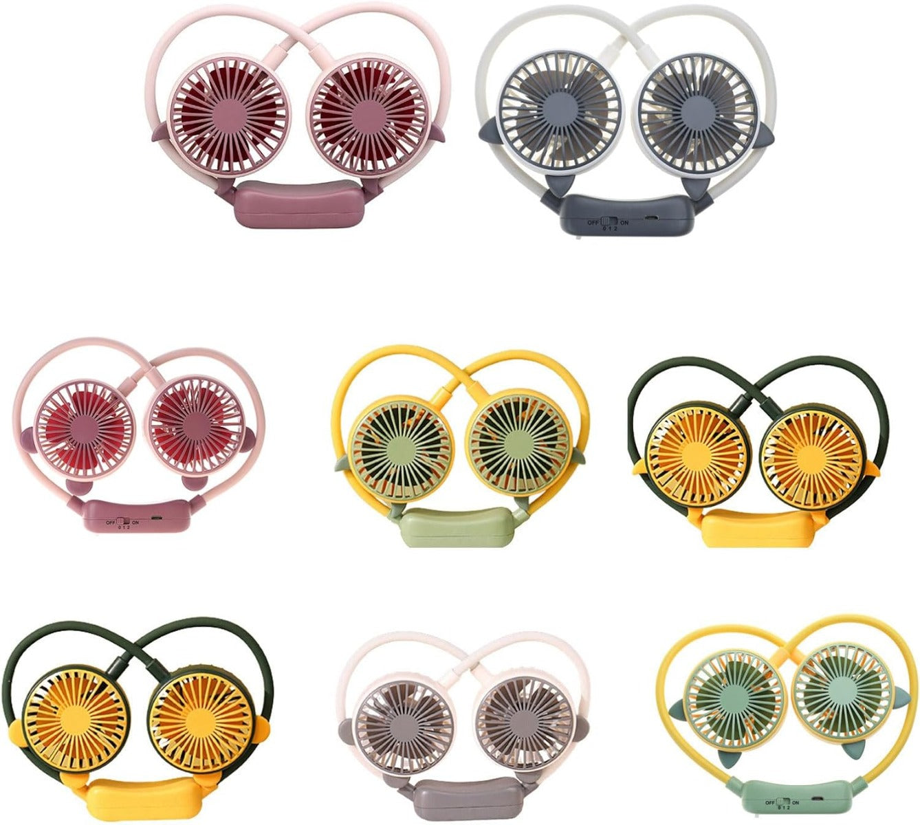 Ventilatore Portatile da Collo Ricaricabile – Ventilatore a Mani Libere con Doppia Testa, Regolabile a 360°, 2 Velocità – Silenzioso per Casa, Sport e Attività all’Aperto