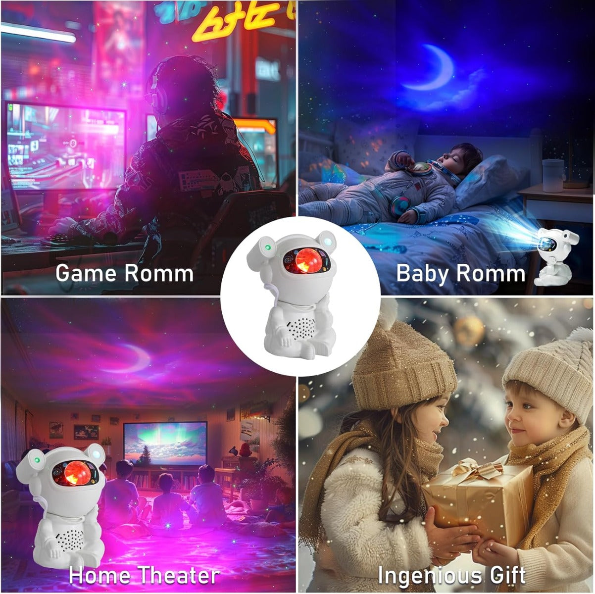 Proiettore Galassia Astronauta con Musica Bluetooth, Timer e Controllo Remoto – Lampada LED Nebulosa per Camera da Letto e Decorazione Ambiente