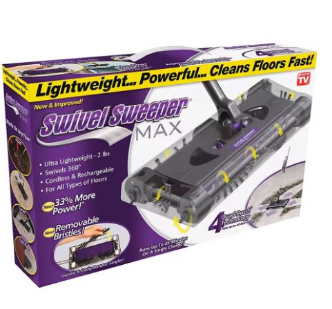 Scopa Elettrica Senza Fili con Batteria Ricaricabile e Teste Rotanti a 360°