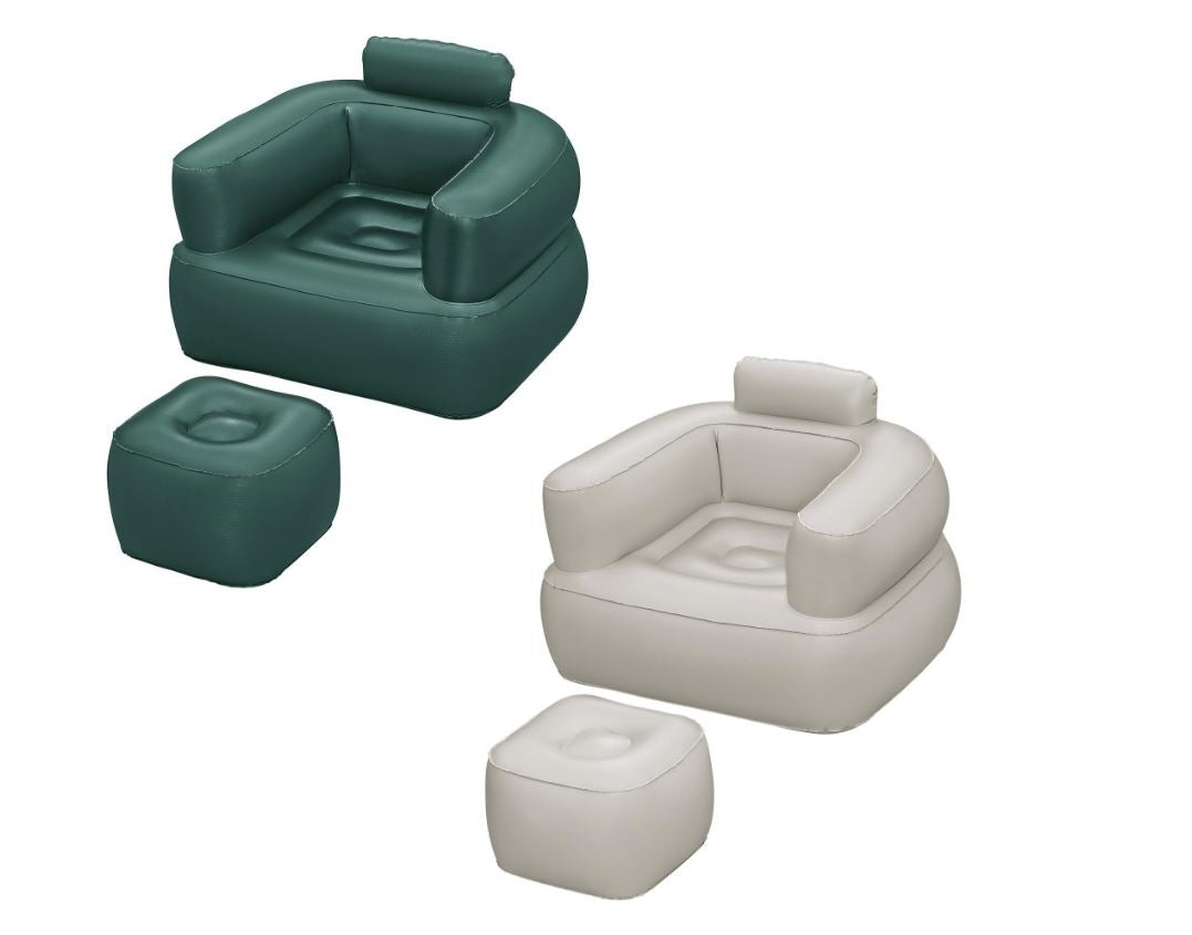 Poltrona Gonfiabile con Poggiapiedi – Design Ergonomico, Superficie Vellutata, Facile da Gonfiare e Trasportare