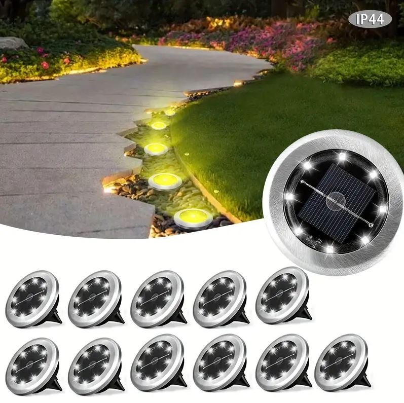 Kit 4 pz Luci Solari da Giardino a LED RGB – Montaggio a Incasso, Ricarica Solare