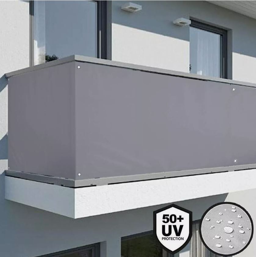 Telo Frangivista per Balcone Grigio 500x85 cm – Copertura Oscurante Impermeabile con Occhielli e Corde, Protezione UV 50+