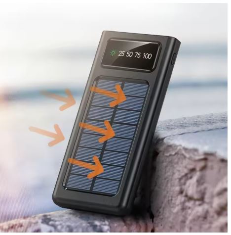 Power Bank Solare 20000mAh Ultra Capacità - Ricarica Super Veloce USB 4 in 1 con Display LED e Torcia LED Integrata