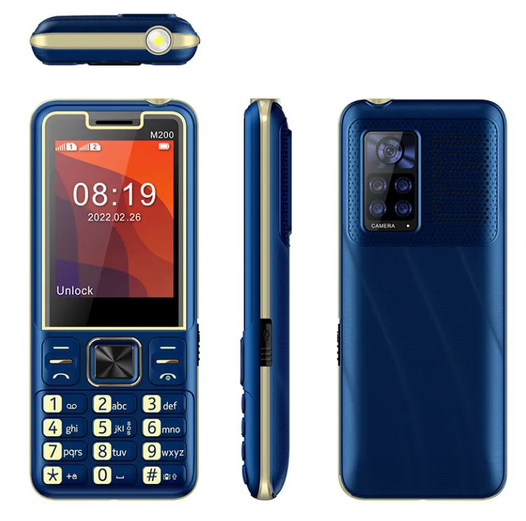 Telefono Cellulare M200 Dual SIM con Tastiera Grande, Batteria 3600 mAh, Radio FM, Lampa, SD Slot
