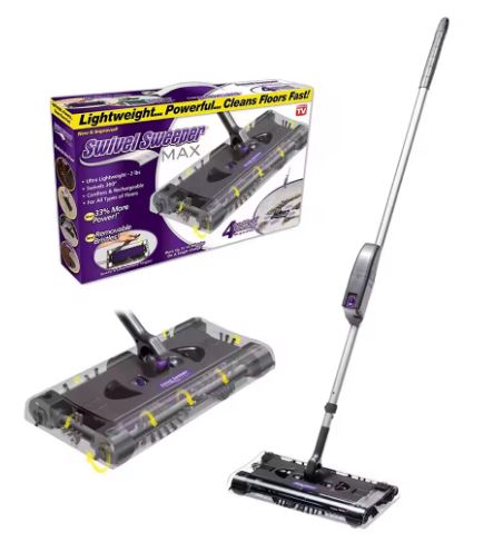 Scopa Elettrica Senza Fili con Batteria Ricaricabile e Teste Rotanti a 360°