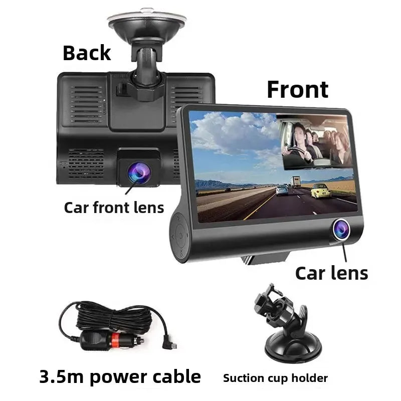 Telecamera da Cruscotto HD da 4" con Sensore G e Obiettivo Grandangolare 170° per Registrazione Anteriore, Posteriore e Interna