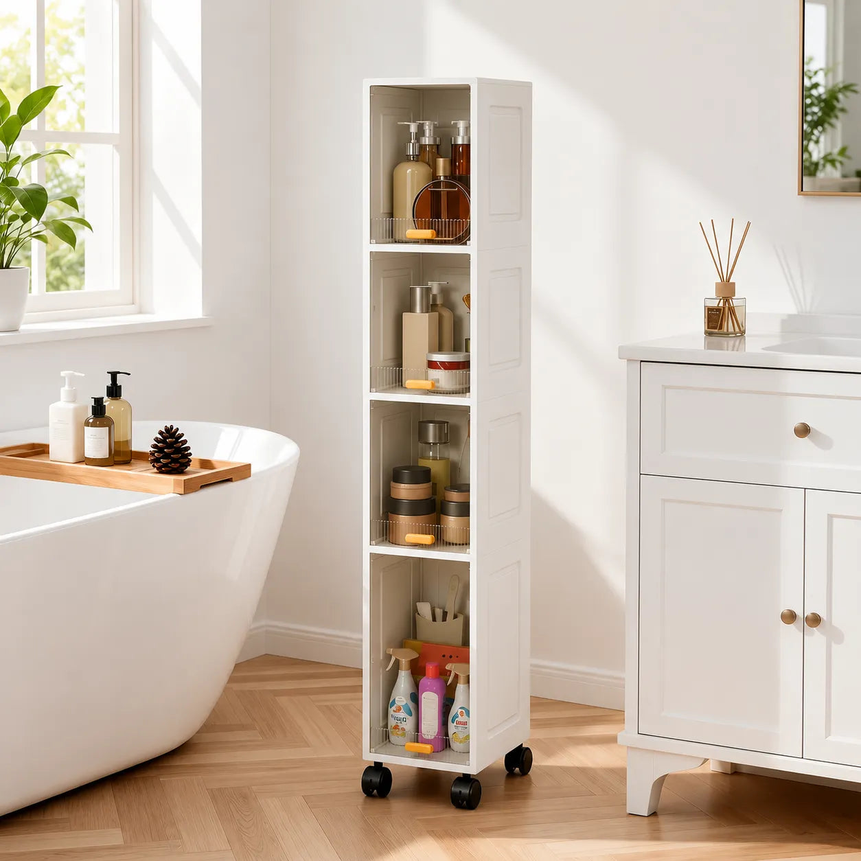 Armadio Salvaspazio Modulare con Ruote da 3, 4 o 5 Cassetti – Mobiletto Organizzatore Multiuso per Casa, Bagno, Cucina, Camera e Ufficio