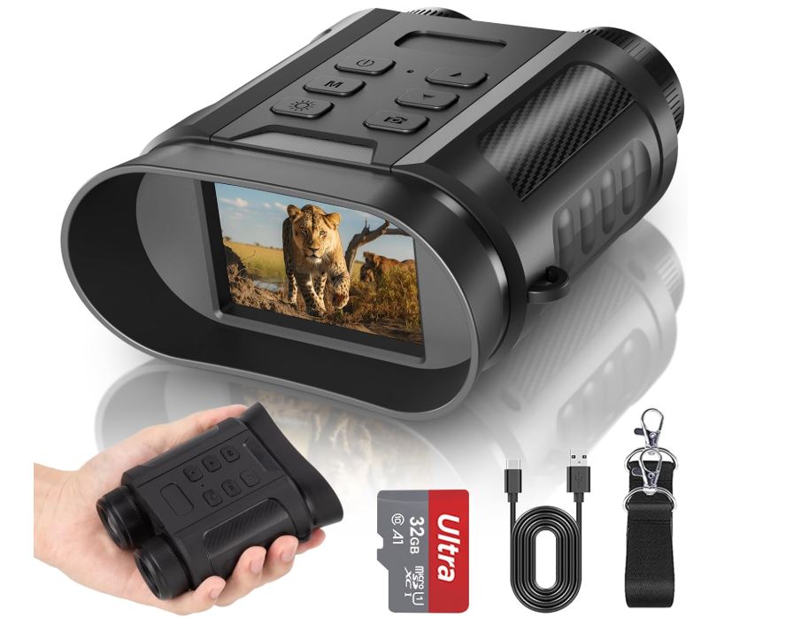 Binocolo per Visione Notturna 4K con Zoom Digitale 8X, Infrarossi a 7 Livelli e Batteria Ricaricabile da 2500mAh