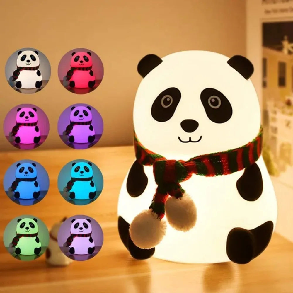 Luce Notturna a Forma di Panda – Lampada LED in Silicone con 7 Colori Cangianti