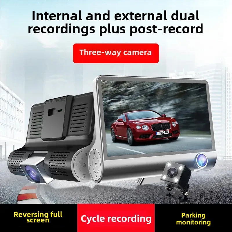 Telecamera da Cruscotto HD da 4" con Sensore G e Obiettivo Grandangolare 170° per Registrazione Anteriore, Posteriore e Interna