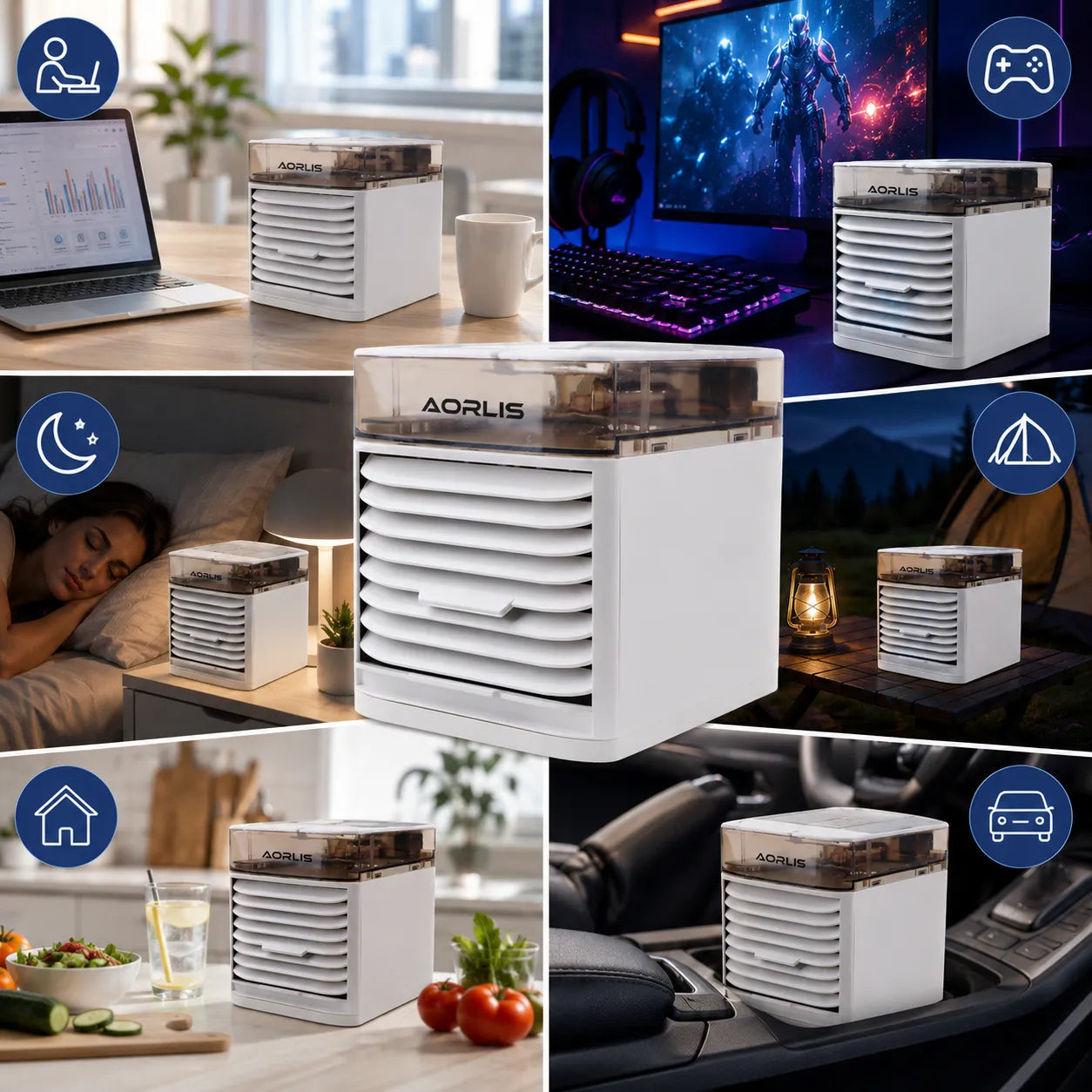 Condizionatore Portatile 500ML Mini Air Cooler USB 3 Velocità LED Raffrescatore