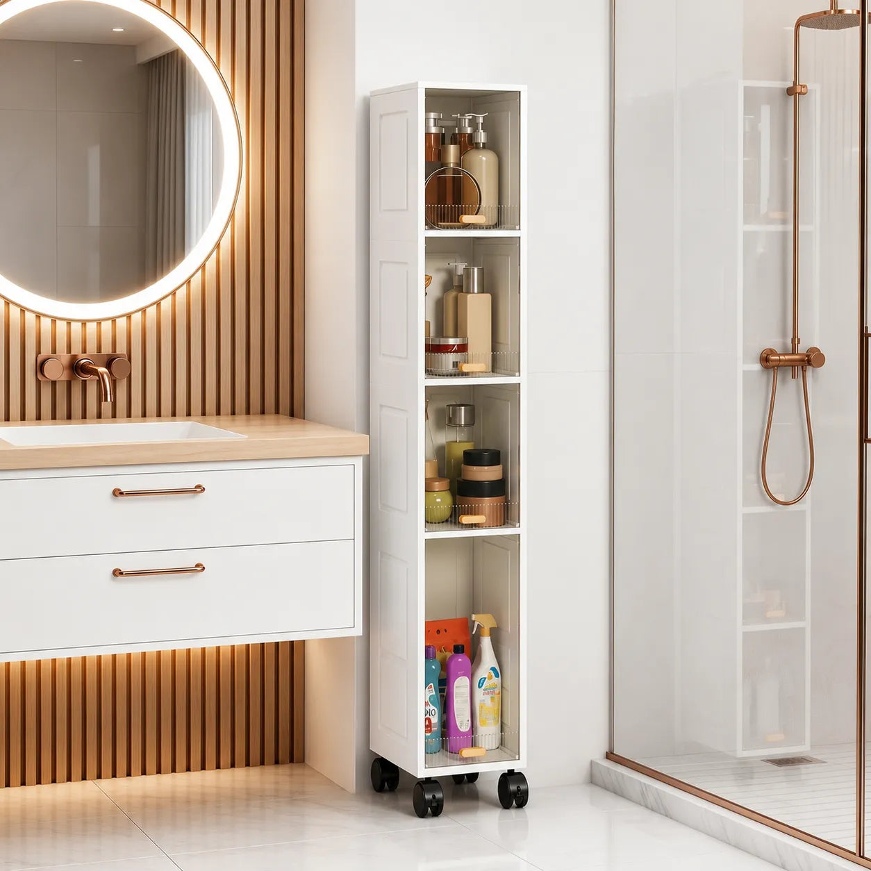 Armadio Salvaspazio Modulare con Ruote da 3, 4 o 5 Cassetti – Mobiletto Organizzatore Multiuso per Casa, Bagno, Cucina, Camera e Ufficio