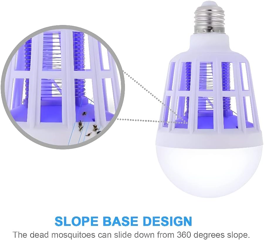 Lampada Antizanzare Elettrica con Attacco E27, LED 12W, Trappola Anti Insetti per Interni ed Esterni