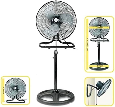 Ventilatore Multifunzionale 3 in 1 – Da Colonna, Tavolo o Parete, 55W, 50cm, 5 Pale in Metallo