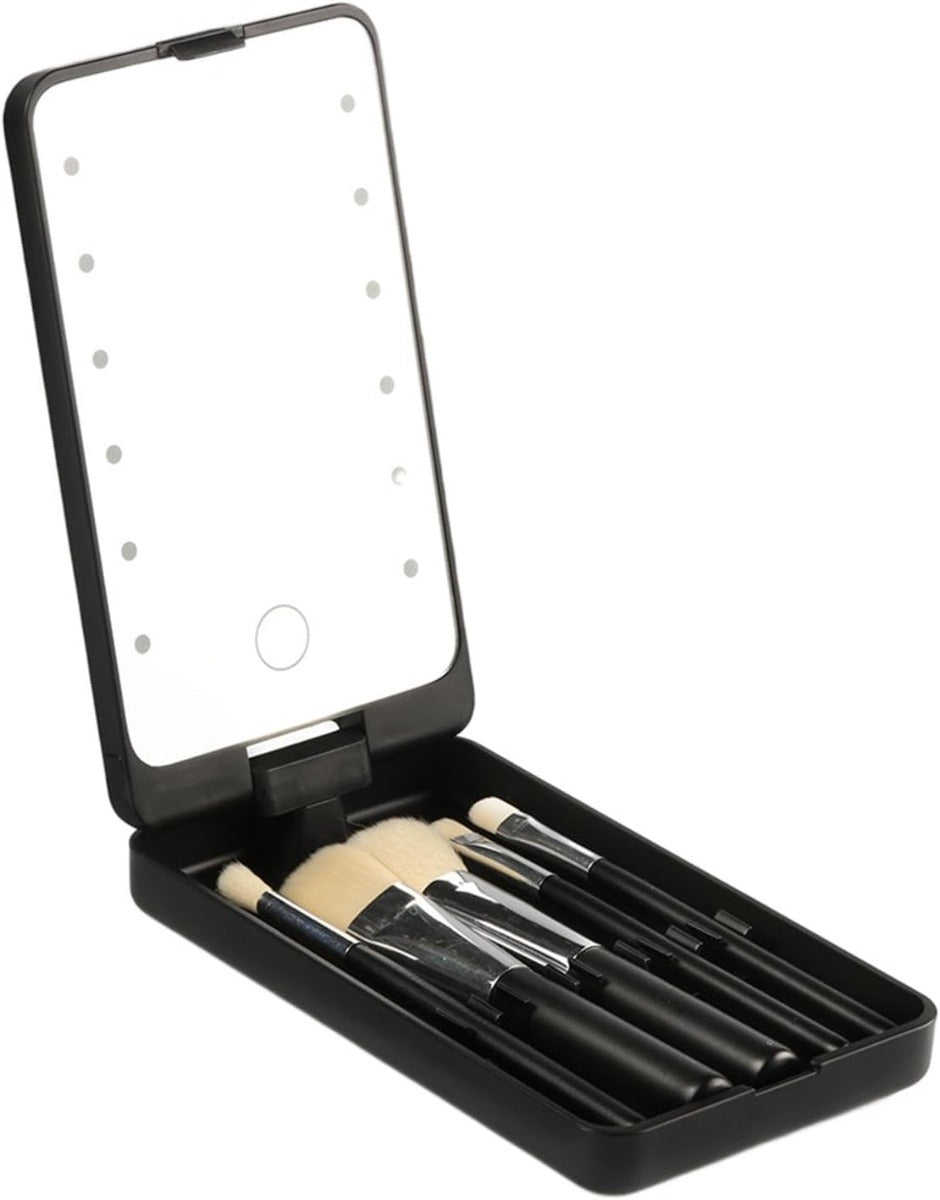 Specchio Portatile LED con Luce Regolabile e Pennelli