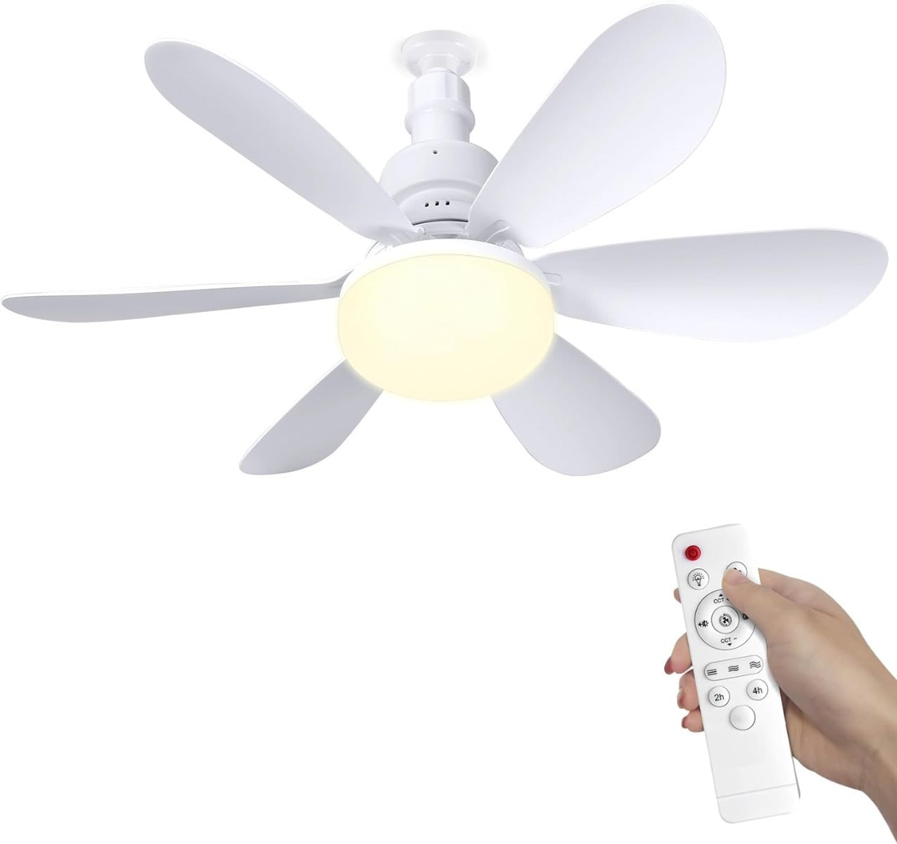 Ventilatore da Soffitto con Luce LED e Telecomando, 3 Velocità, Silenzioso, 24W, Diametro 42 cm – Moderno Design 2 in 1 per Soggiorno, Camera da Letto e Cucina