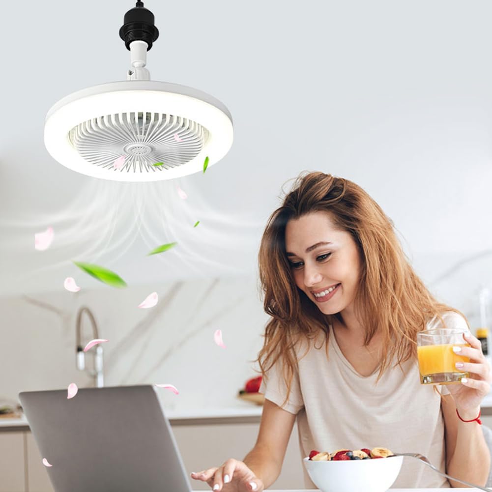 Ventilatore da Soffitto Compatto con Luce LED e Funzione Aromaterapia – Silenzioso, con Telecomando – Ideale per Cucina, Camera da Letto, Soggiorno e Spazi Ridotti