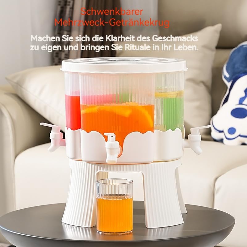 Bottiglia Distributore per Bevande con Tre Scomparti e Rubinetto a Push - 5,2 L