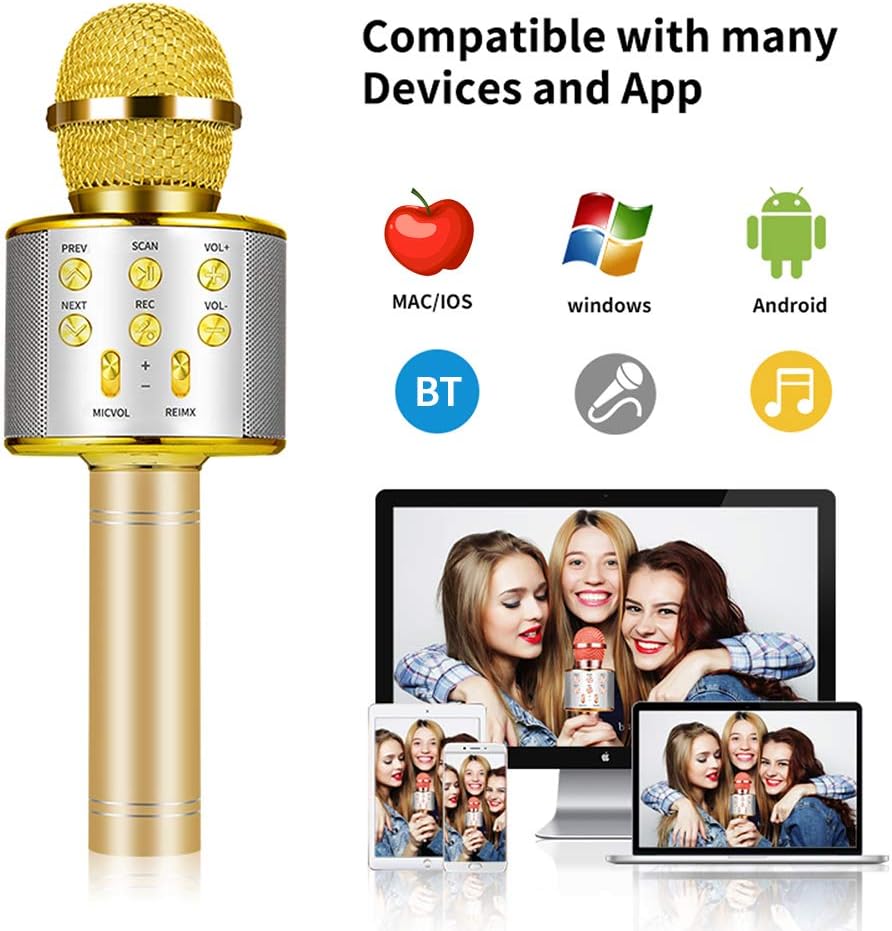 Microfono Karaoke Wireless con Altoparlante Integrato – Bluetooth, Registrazione, Effetto Eco, Multifunzione