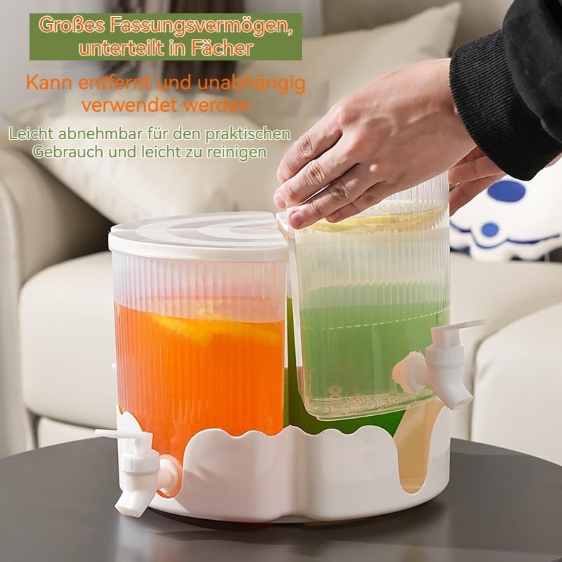 Bottiglia Distributore per Bevande con Tre Scomparti e Rubinetto a Push - 5,2 L