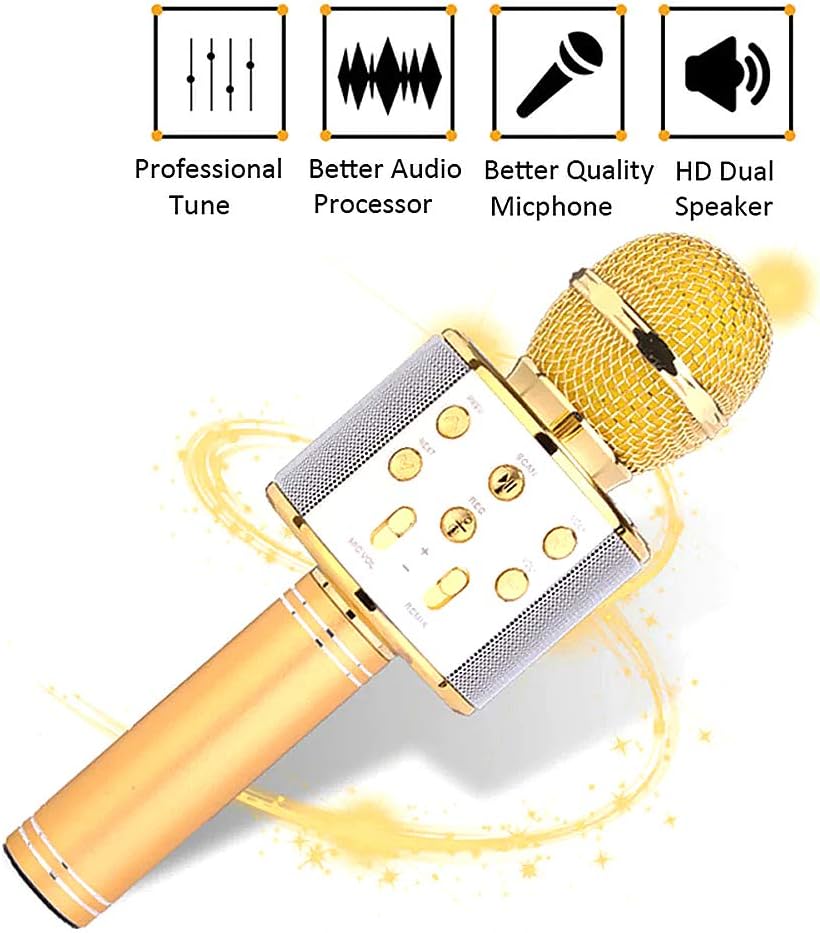 Microfono Karaoke Wireless con Altoparlante Integrato – Bluetooth, Registrazione, Effetto Eco, Multifunzione