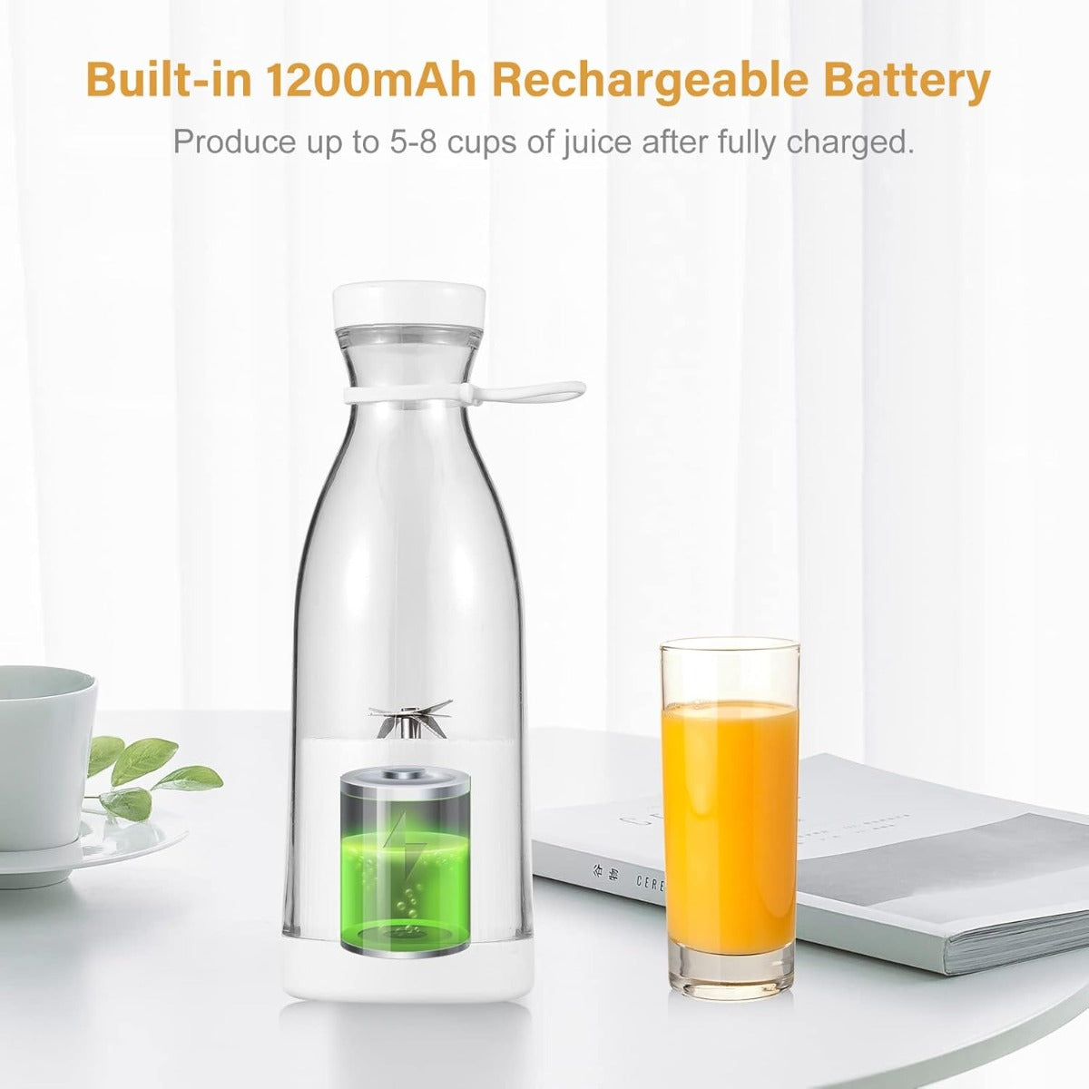 Mini Mixer Elettrico Portatile 300 ml – Frullatore Ricaricabile per Succhi, Frullati, Latte e Alimenti per Bambini