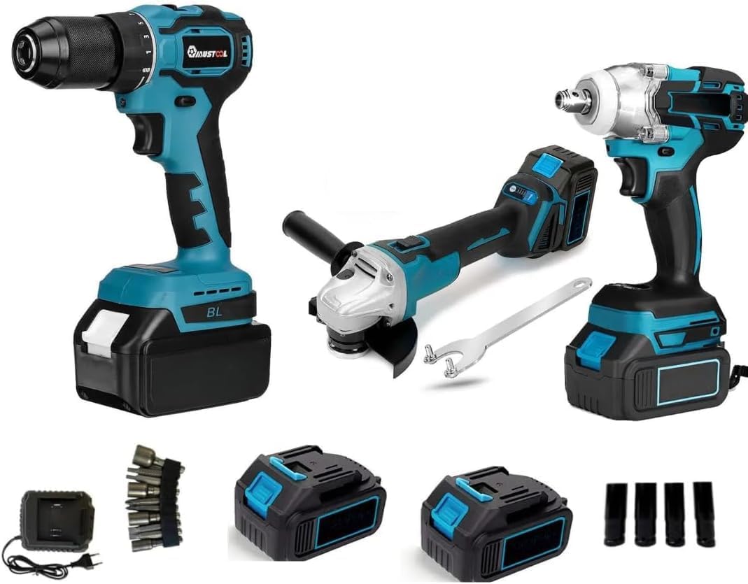 Kit Fai da Te Professionale 3 in 1: Trapano, Avvitatore Smerigliatrice