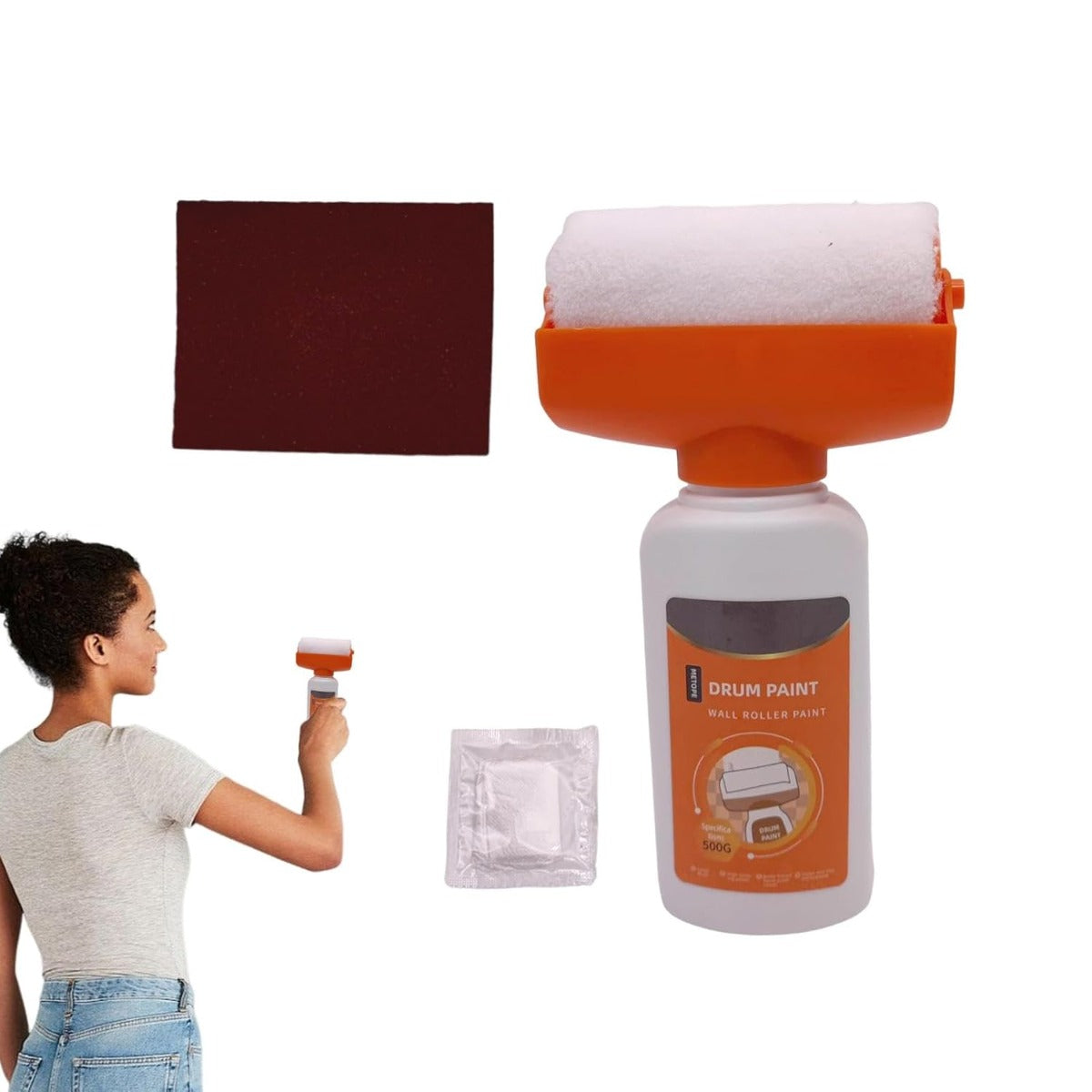 Rullo Pittura Kit di Riparazione per Pareti – Strumento Multiuso per Fissaggio, Verniciatura e Rattoppo con Pennello Incluso