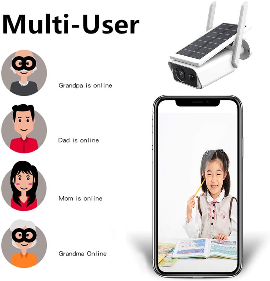 Telecamera di Sorveglianza Wireless Esterno con Alimentazione Solare, 4MP, Visione Notturna a Colori e Rilevamento Movimento PIR