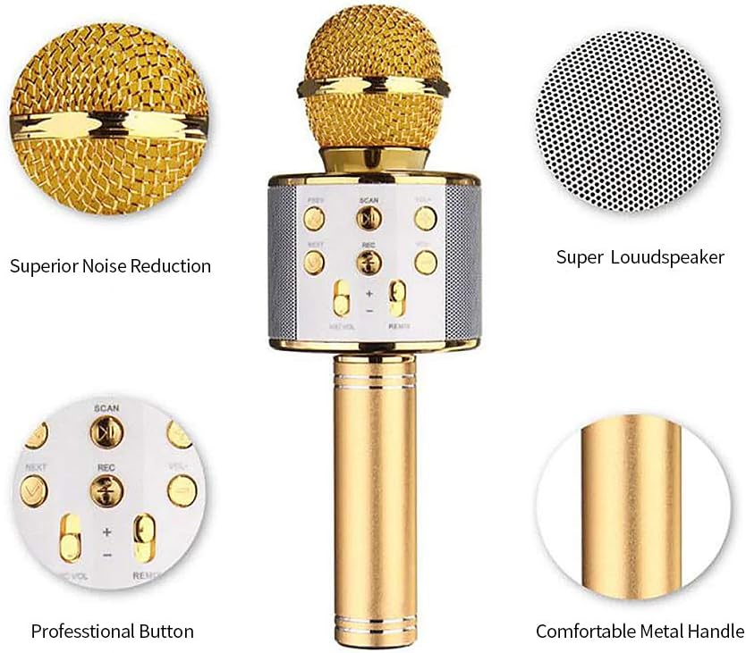 Microfono Karaoke Wireless con Altoparlante Integrato – Bluetooth, Registrazione, Effetto Eco, Multifunzione