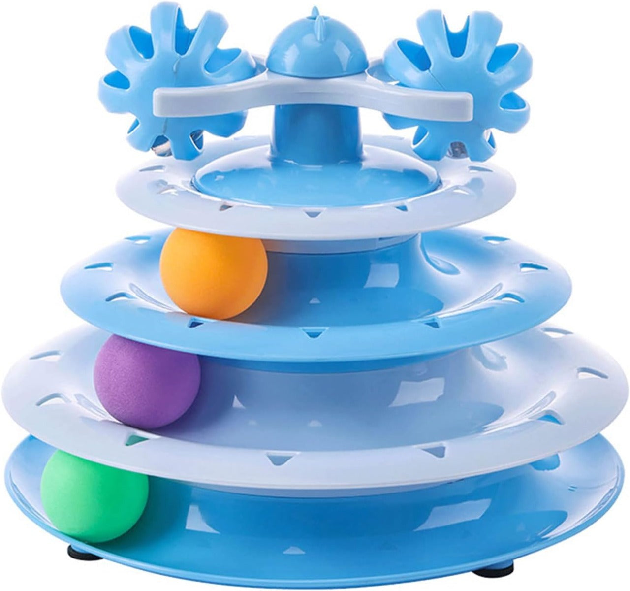 Giocattolo Interattivo per Gatti a 3 Livelli – Torre con Piste e Palline Rotanti, Allenamento e Divertimento per Gatti Domestici