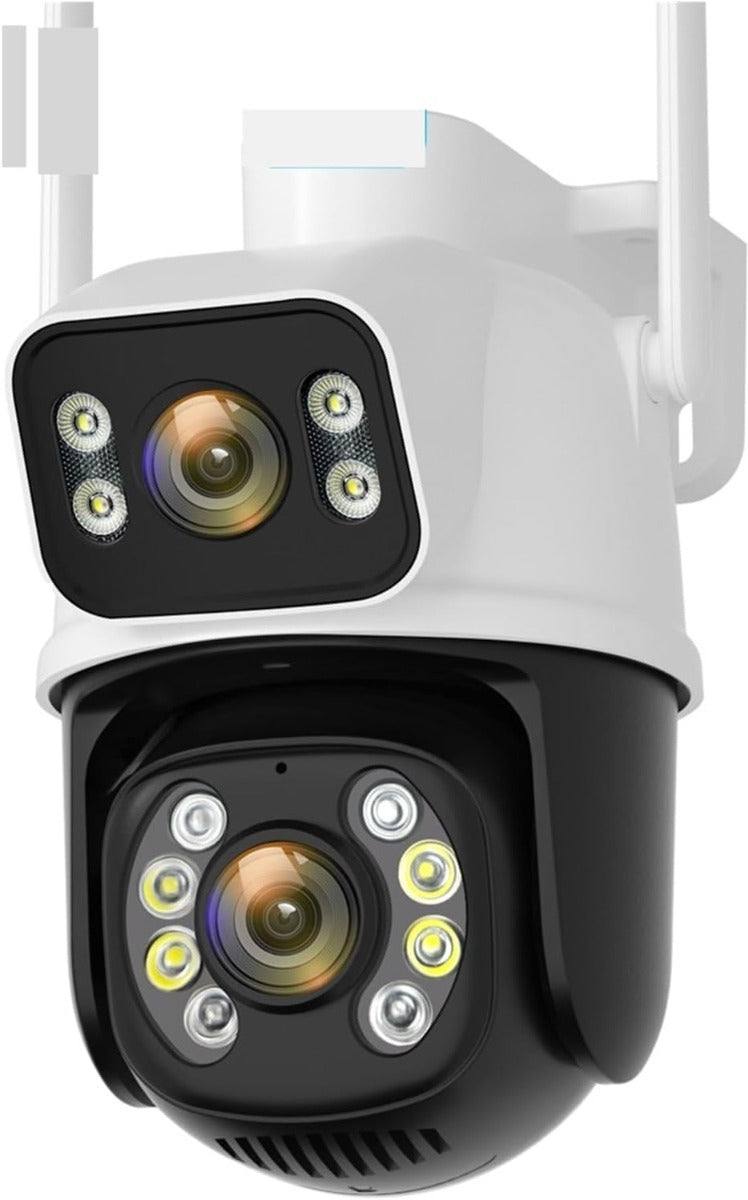 Telecamera di Sorveglianza Wi-Fi 8MP 4K Outdoor - Doppio Obiettivo, Rotazione PTZ, Tracciamento Automatico e Visione Notturna a Colori