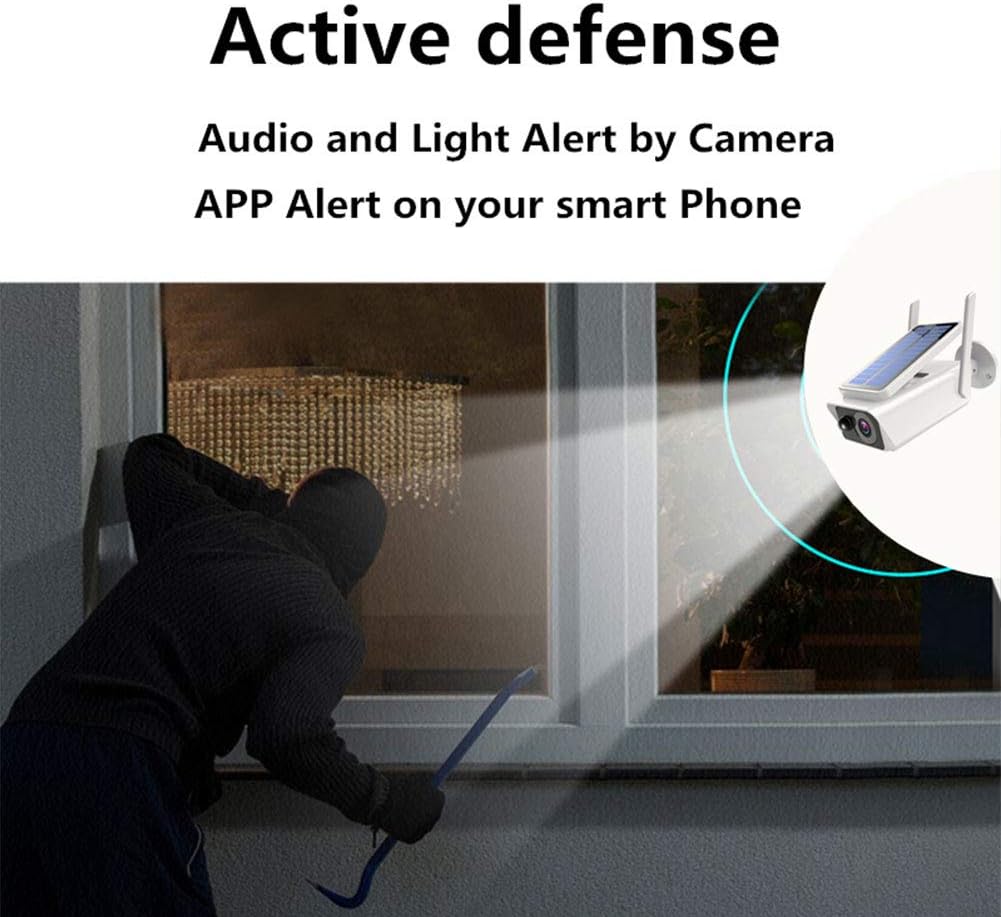 Telecamera di Sorveglianza Wireless Esterno con Alimentazione Solare, 4MP, Visione Notturna a Colori e Rilevamento Movimento PIR