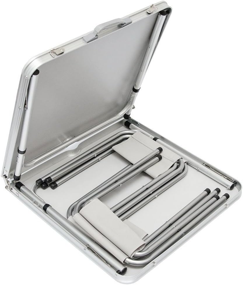 Set Tavolo da Campeggio Pieghevole con 4 Sedie – Altezza Regolabile, Richiudibile a Valigetta, per Esterno e Interno