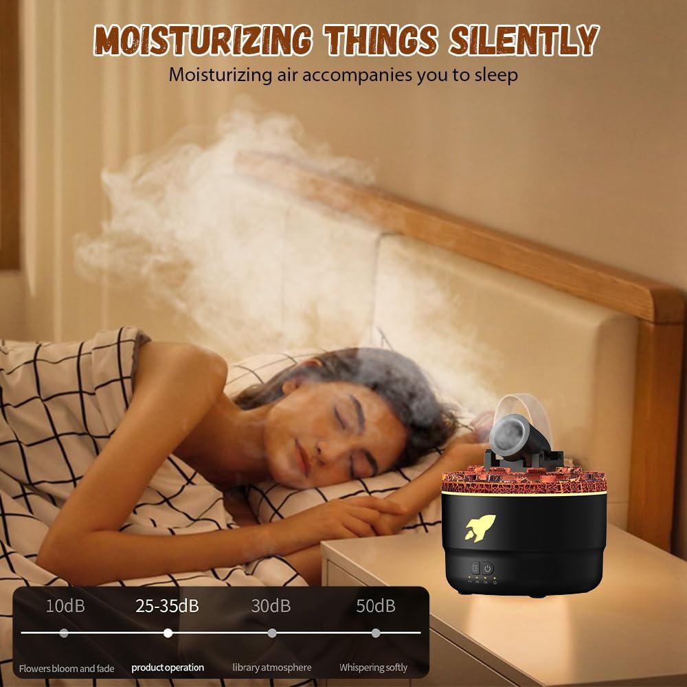 Umidificatore Diffusore di Oli Essenziali con Effetto Anelli di Fumo e Luci LED Colorate