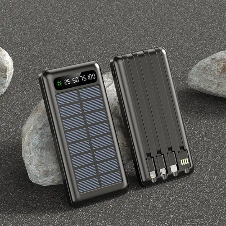 Power Bank Solare 20000mAh Ultra Capacità - Ricarica Super Veloce USB 4 in 1 con Display LED e Torcia LED Integrata
