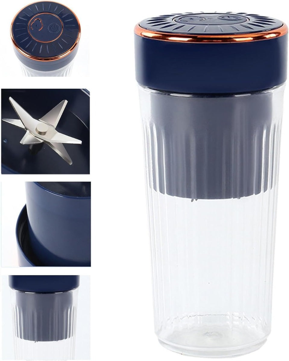 Mini Frullatore Portatile Ricaricabile USB con 6 Lame Ultra Affilate - Frullatore da Viaggio, Casa e Sport - 300ml