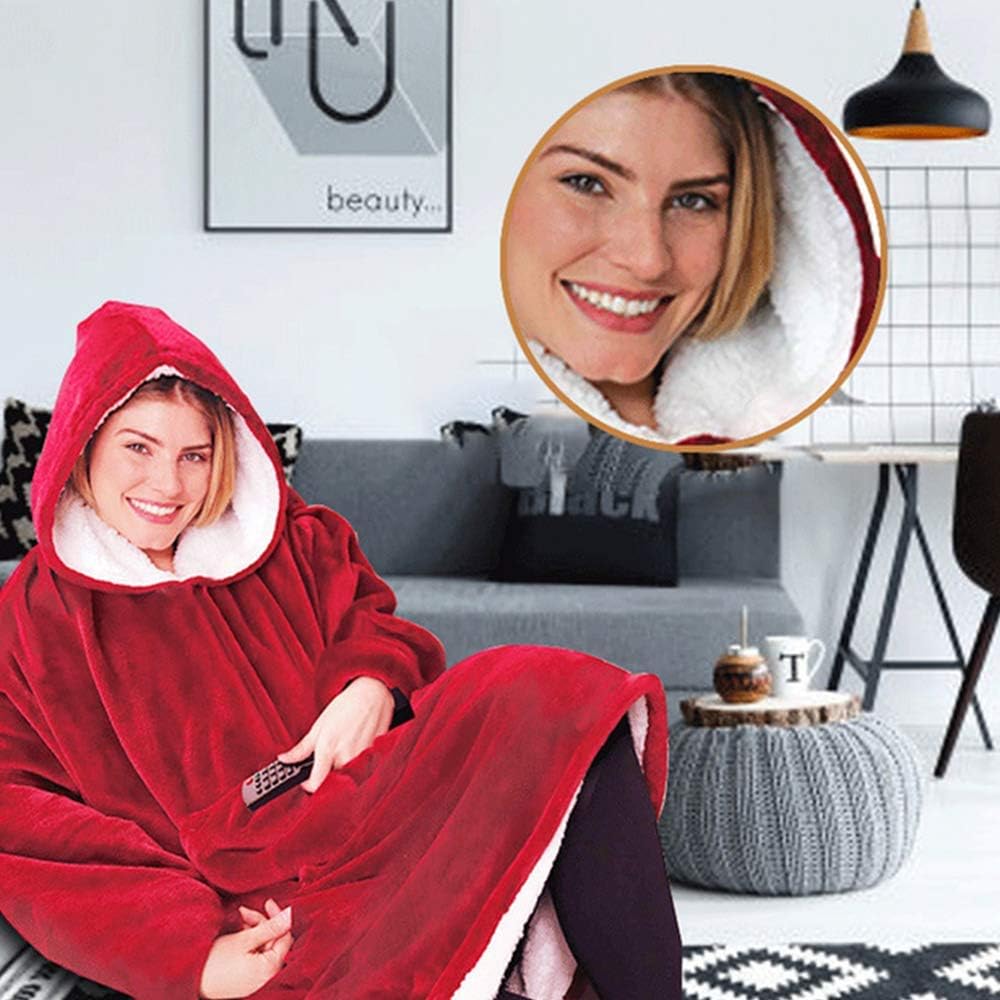 Coperta Oversize con Cappuccio e Maniche – Felpa Plaid Morbida e Accogliente per il Massimo Comfort