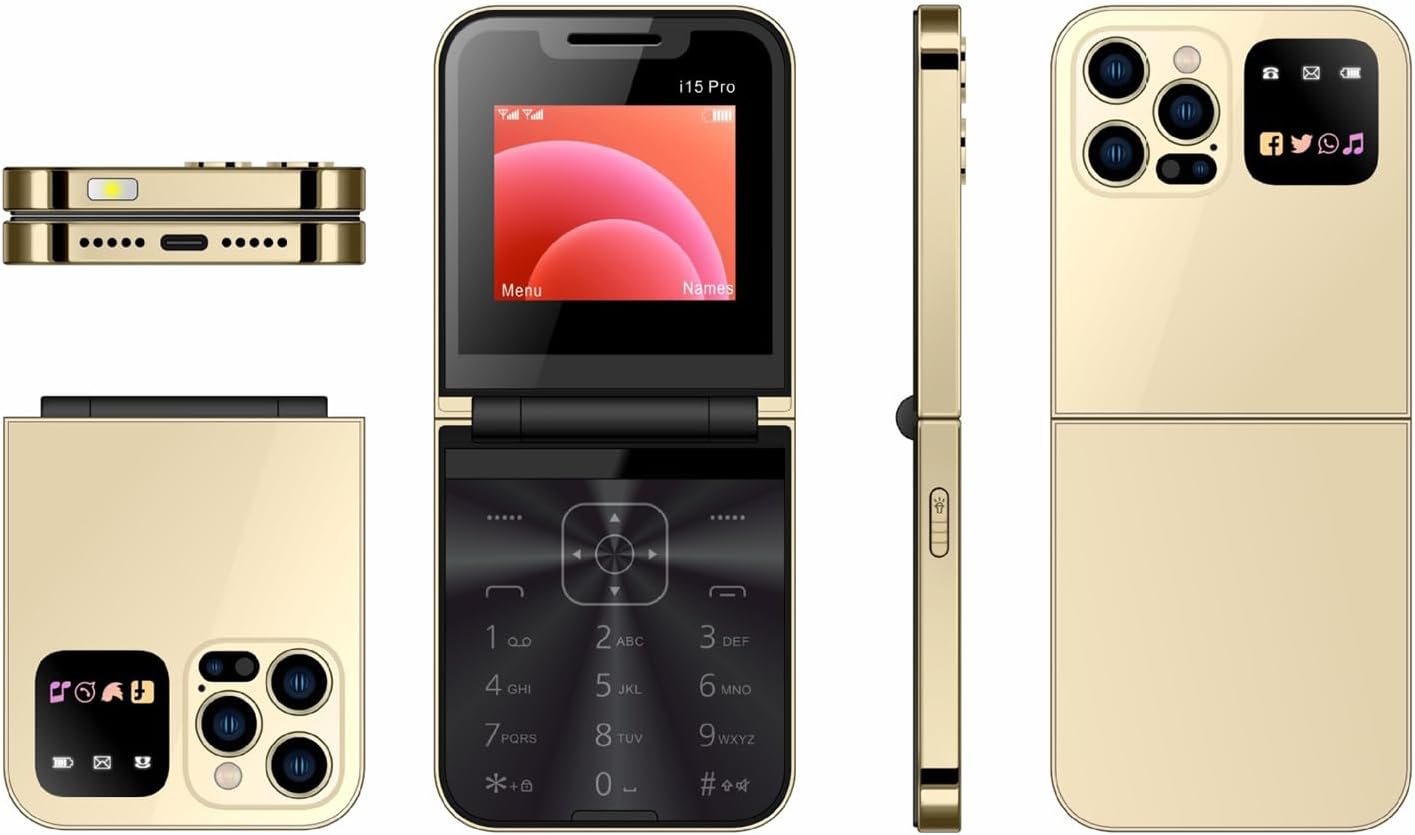 Mini i15 Pro: Il Telefono Cellulare Pieghevole e Compatto (oro)