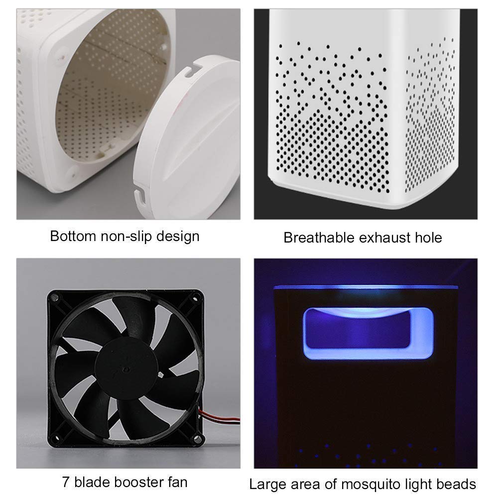 Trappola Antizanzare USB con Luce LED e Aspirazione Silenziosa – Dispositivo Elettrico per Insetti Volanti da Interno