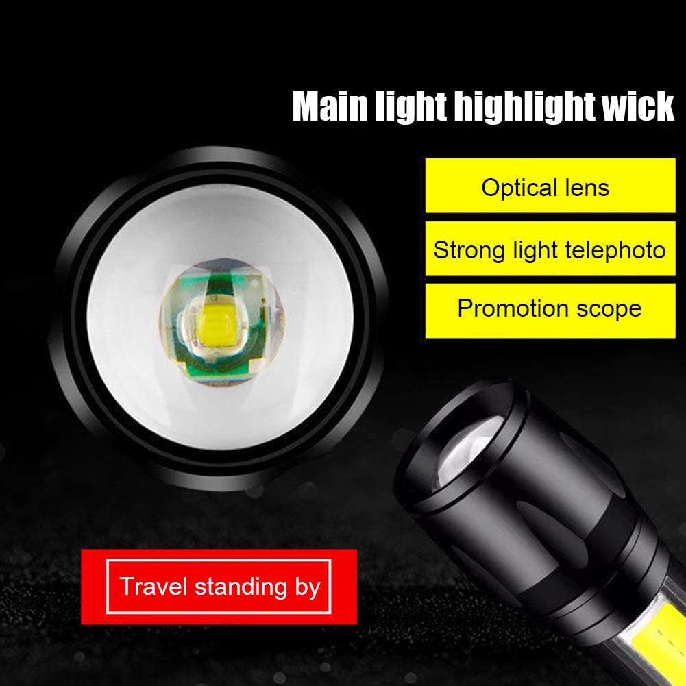 Mini Torcia Tascabile a LED - Torcia Elettrica con 4 Modalità di Luce e Custodia Verde