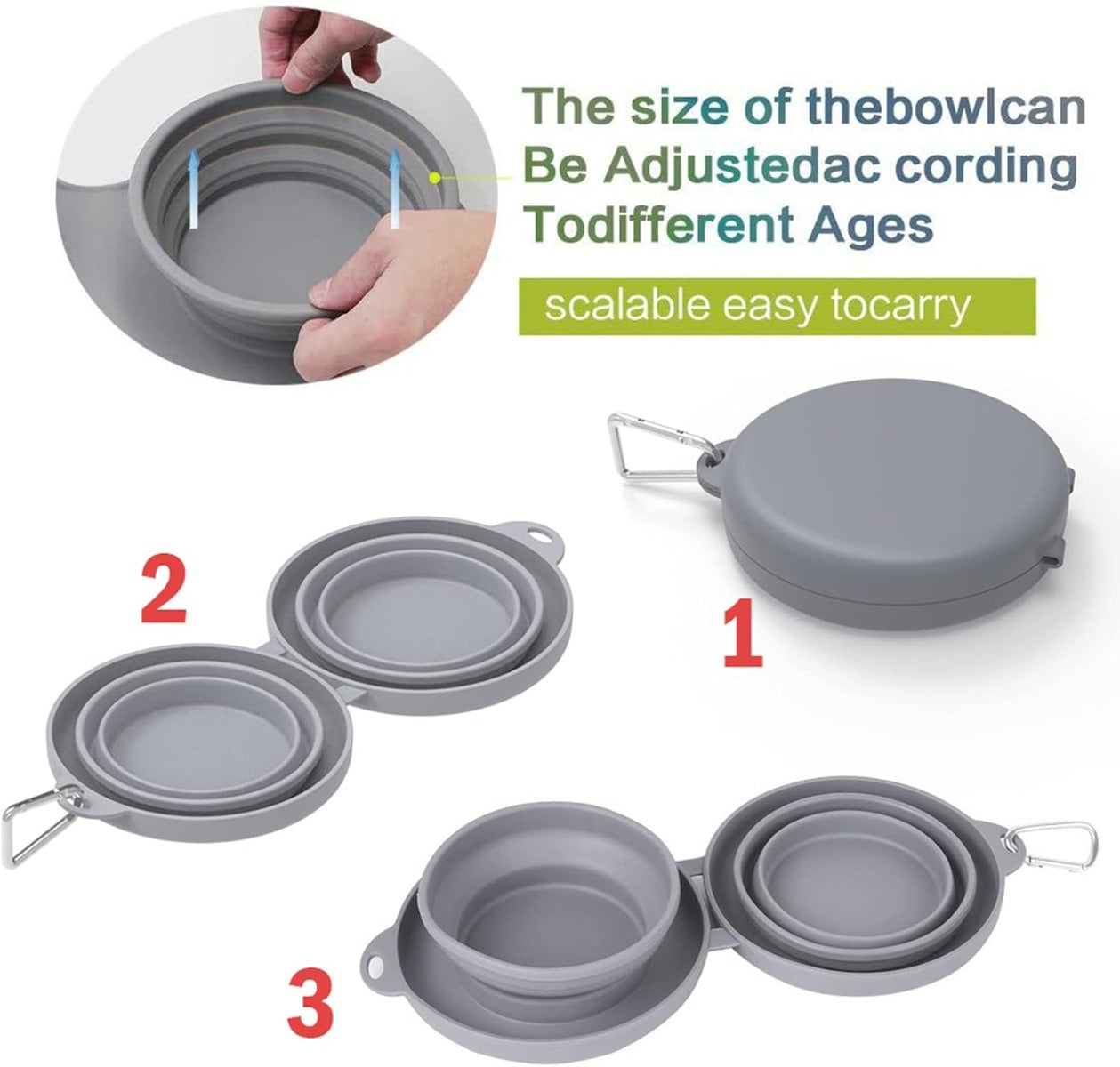 Ciotola Doppia Pieghevole per Cani e Gatti – Portatile da Viaggio per Cibo e Acqua