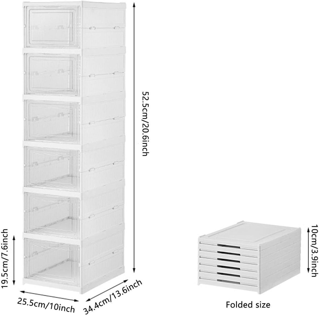 Scatole per scarpe pieghevoli salvaspazio per riporre vestiti giocattoli articoli a 6 ripiani